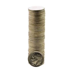 Roll of (50) Brilliant Uncirculated 1957-D Roosevelt Dime Coins