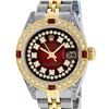 Image 1 : Rolex Ladies Two Tone 14K Red Vignette String Diamond Lugs & Ruby Datejust Wristwatch