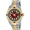 Image 2 : Rolex Ladies Two Tone 14K Red Vignette String Diamond Lugs & Ruby Datejust Wristwatch