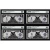 Image 1 : Low Serial # Cut Sheet of 1899 $1 Black Eagle Silver Certificate Notes PMG 64EPQ/66EPQ