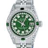Image 2 : Rolex Ladies Stainless Steel 26MM Green Diamond Lugs Datejust Wristwatch