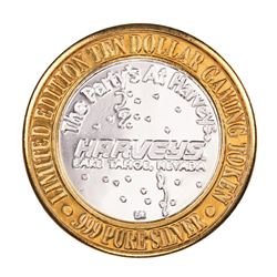.999 Fine Silver Harveys Resort Lake Tahoe, Nevada $10 Limited Edition Gaming Token