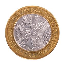 .999 Fine Silver Excalibur Las Vegas, Nevada $10 Limited Edition Gaming Token