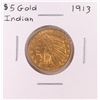 Image 1 : 1913 $5 Indian Head Half Eagle Gold Coin