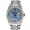 Image 1 : Rolex Mens Stainless Steel Blue MOP Baguette Diamond 36MM Datejust Wristwatch