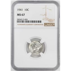 1941 Mercury Dime Coin NGC MS67