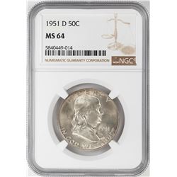 1951-D Franklin Half Dollar Coin NGC MS64