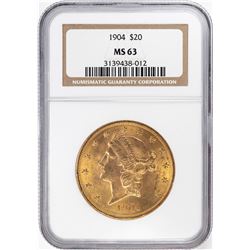 1904 $20 Liberty Head Double Eagle Gold Coin NGC MS63