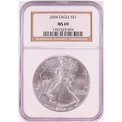 2004 $1 American Silver Eagle Coin NGC MS69