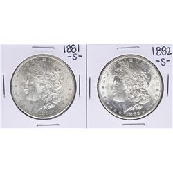 Lot of 1881-S & 1882-S $1 Morgan Silver Dollar Coins