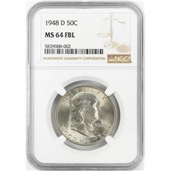 1948-D Franklin Half Dollar Coin NGC MS64FBL