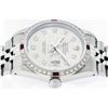 Image 3 : Rolex Men's Stainless Steel Gray Diamond & Ruby Datejust Wristwatch