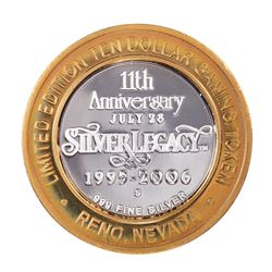 .999 Silver Silver Legacy Reno, Nevada $10 Casino Limited Edition Gaming Token