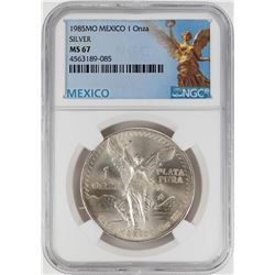 1985Mo Mexico 1 Onza Libertad Silver Coin NGC MS67