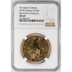 2018 Great Britain The Queens Beasts 100 Pounds Gold Coin NGC MS69