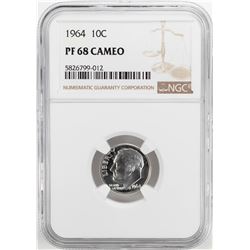 1964 Proof Roosevelt Dime Coin NGC PF68 Cameo