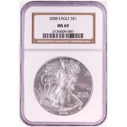 2008 $1 American Silver Eagle Coin NGC MS69