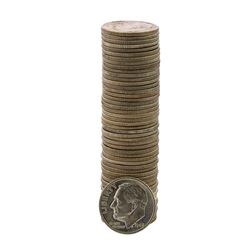 Roll of (50) Brilliant Uncirculated 1949-D Roosevelt Dime Coins
