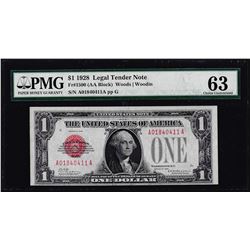 1928 $1 Legal Tender Note Fr.1500 PMG Choice Uncirculated 63