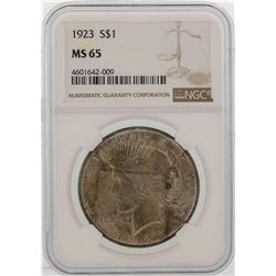 1923 $1 Peace Silver Dollar Coin NGC MS65
