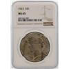 Image 1 : 1923 $1 Peace Silver Dollar Coin NGC MS65