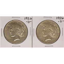 Lot of 1926-D & 1926-S $1 Peace Silver Dollar Coins