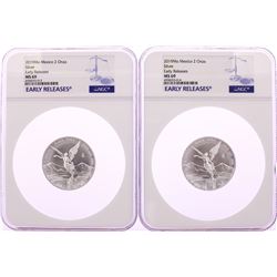 Lot of (2) 2019Mo Mexico 2 Onza Libertad Silver Coins NGC MS69 Early Releases