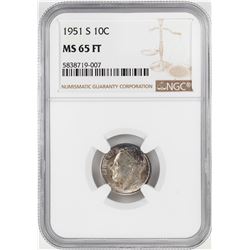 1951-S Roosevelt Dime Coin NGC MS65FT
