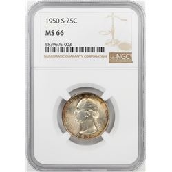 1950-S Washington Quarter Coin NGC MS66