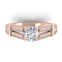 1.5 ctw Certified VS/SI Diamond Solitaire Art Deco Ring 14k Rose Gold