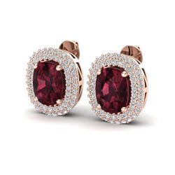 5.20 ctw Garnet & Micro Pave VS/SI Diamond Earrings 10k Rose Gold