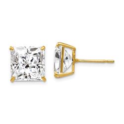 14k 10 mm Square Zirconia Post Earrings