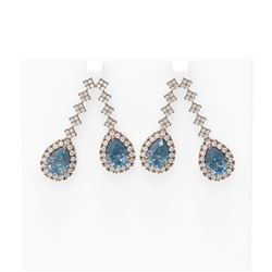 11.25 ctw Blue Topaz & Diamond Earrings 18K Rose Gold