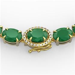 54.25 ctw Emerald & VS/SI Diamond Micro Pave Necklace 14k Yellow Gold