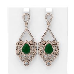 11.26 ctw Emerald & Diamond Earrings 18K Rose Gold