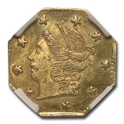 1870 Liberty Octagonal 25 Cent Gold Gold MS-64 NGC (BG-713)