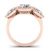 Image 3 : 2.7 ctw Cushion VS/SI Diamond Art Deco 3 Stone Ring 14k Rose Gold