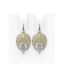 2.84 ctw Pear Diamond Earrings 18K Yellow Gold