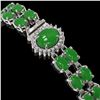 Image 3 : 14.05 ctw Jade & Diamond Bracelet 14K White Gold