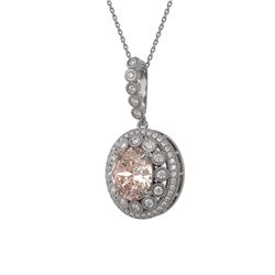 6.91 ctw Morganite & Diamond Victorian Necklace 14K White Gold