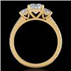 Image 1 : 2.14 ctw Princess VS/SI Diamond Art Deco 3 Stone Ring 18k Yellow Gold