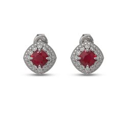 4.99 ctw Certified Ruby & Diamond Victorian Earrings 14K White Gold