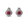 Image 1 : 4.99 ctw Certified Ruby & Diamond Victorian Earrings 14K White Gold