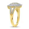 Image 3 : 10kt Yellow Gold Womens Round Diamond Rectangle Cluster Split-shank Ring 1/4 Cttw