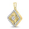 Image 2 : 10kt Yellow Gold Womens Round Diamond Diagonal Square Pendant 1/6 Cttw