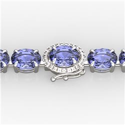 32 ctw Tanzanite & Diamond Eternity Micro Bracelet 14k White Gold