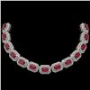 Image 1 : 137.65 ctw Certified Ruby & Diamond Victorian Necklace 14K White Gold