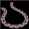 Image 2 : 137.65 ctw Certified Ruby & Diamond Victorian Necklace 14K White Gold