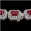 Image 3 : 137.65 ctw Certified Ruby & Diamond Victorian Necklace 14K White Gold