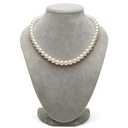 White Hanadama Japanese Akoya Pearl Necklace, 8.0-8.5mm